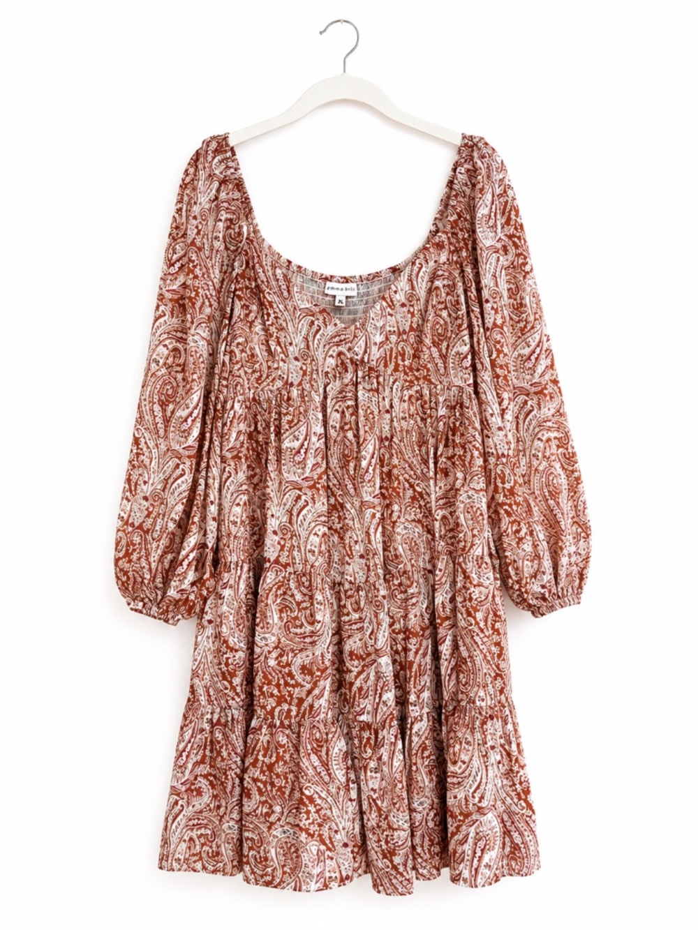 Gianni Bini Lyla Paisley Georgette Women's Burnt Orange Mini Dress - Size Medium
